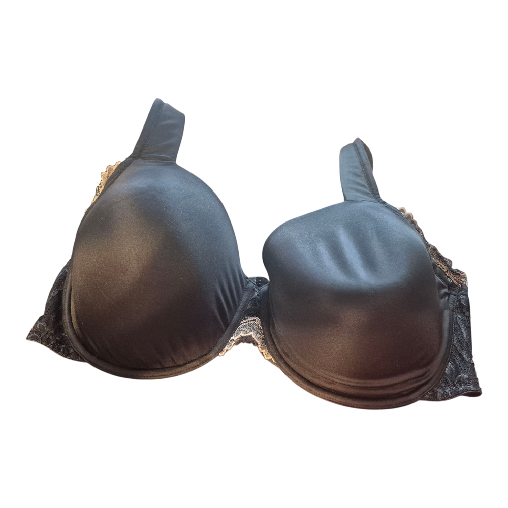 Breezies Padded Bra Satin Size 42ddd Lace Detail Black